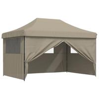 Partytent inklapbaar pop-up met 4 zijwanden taupe - thumbnail