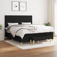 Boxspring met matras stof zwart 160x200 cm - thumbnail