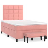Boxspring met matras fluweel roze 120x190 cm - thumbnail