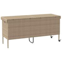 Tuinbox met wielen 160x55x75 cm poly rattan beige - thumbnail