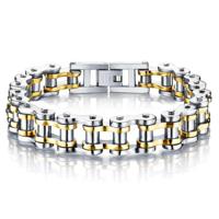Heren armband Edelstaal Biker Chain Zilverkleurig Goudkleurig - thumbnail