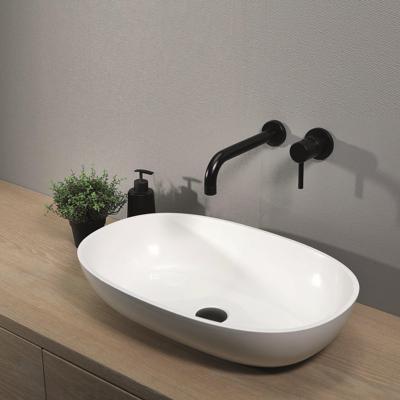 Opzetwastafel Luca Sanitair Ovaal 57x38x13.5 Mineral Stone Glans Wit Luca Sanitair Opzetwastafel Luca Sanitair Ovaal 57x38x13.5 Mineral Stone Glans Wit Luca Sanitair