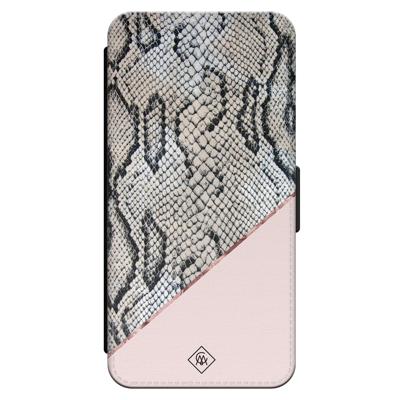 iPhone 16 flipcase - Snake print roze iPhone 16 flipcase - Snake print roze