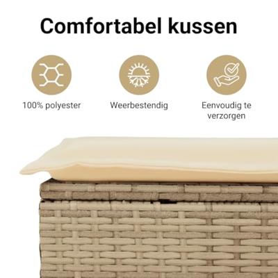 7-delige Loungeset met kussens poly rattan beige