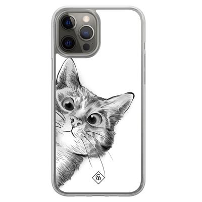 iPhone 12 (Pro) hybride hoesje - Kat kiekeboe iPhone 12 (Pro) hybride hoesje - Kat kiekeboe