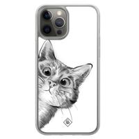 iPhone 12 (Pro) hybride hoesje - Kat kiekeboe - thumbnail