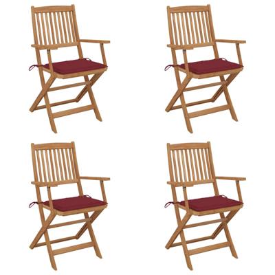 vidaXL Tuinstoelen 4 st inklapbaar met kussens massief acaciahout