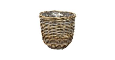 Rotan Rattan grote plantenmand grijs 36x35cm