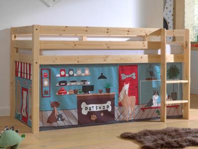 Bed ALIZE halfhoogslaper 90x200 cm natuurlijk pijnboom tent Dierenwinkel Bed ALIZE halfhoogslaper 90x200 cm natuurlijk pijnboom tent Dierenwinkel