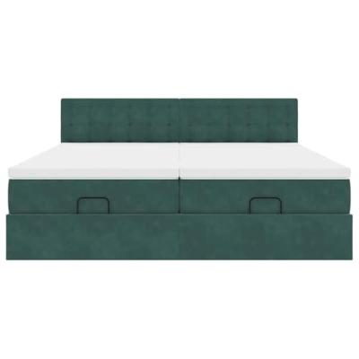 Ottoman bed met matrassen 180x200cm fluweel donkergroen