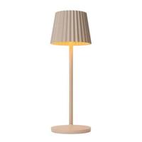 Lucide JUSTINE - Oplaadbare Tafellamp Binnen/Buiten - Accu/Batterij - LED Dimb. - 1x2W 2700K - IP54 - Met draadloos oplaadstation - Beige - thumbnail