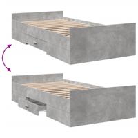Bedframe met lades bewerkt hout betongrijs 75x190 cm - thumbnail