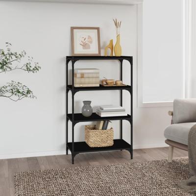 Boekenkast 60x33x70,5 cm bewerkt hout en staal zwart