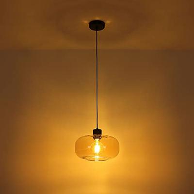Globo Zwarte hanglampGiuseppe amber glas - 15566HA