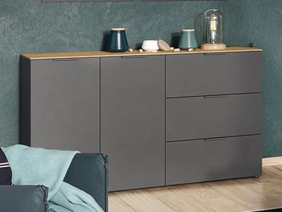 Dressoir CALIFA 2 deuren 3 lades navarra eik/grafiet Dressoir CALIFA 2 deuren 3 lades navarra eik/grafiet