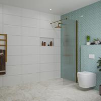 Fortifura Galeria inloopdouche - 60x200cm - ribbelglas - wandarm - Geborsteld koper PVD (Koper) SW797950/SW876702 - thumbnail