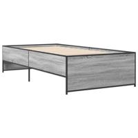Bedframe bewerkt hout en metaal grijs sonoma eiken 90x190 cm - thumbnail