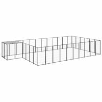 Hondenkennel 19,36 m² staal zwart - thumbnail