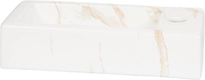 Saqu Basin fontein met kraangat rechts 36x18x9cm Carrara