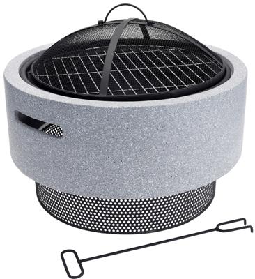 ProGarden vuurschaal met barbecuerooster rond 52x18,5 cm lichtgrijs