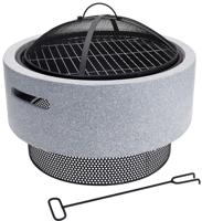 ProGarden vuurschaal met barbecuerooster rond 52x18,5 cm lichtgrijs - thumbnail