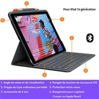 LOGITECH - Bluetooth-toetsenbordhoes voor iPad 10.2 (7e generatie) Slim Folio iPad 10.2 (7e, 8e en 9e generatie) - AZERTY - Grijs - thumbnail