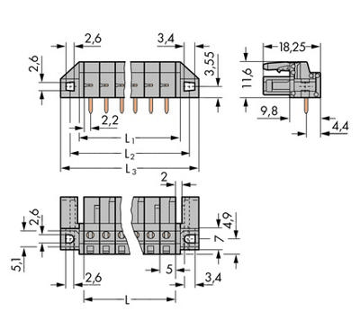 WAGO 232-234/047-000 Female behuizing (board) 232 Totaal aantal polen: 4 Rastermaat: 5 mm Inhoud: 50 stuk(s)