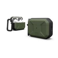 URBAN ARMOR GEAR UAG Civiele hoes voor de Apple AirPods Pro 2022 [compatibel met draadloos opladen/status-LED zichtbaar, Lightning-connectordeksel, afneembare karabijnhaak] Olijfje - thumbnail
