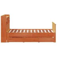 Bed met boekenkast zonder matras grenenhout wasbruin 140x200 cm - thumbnail