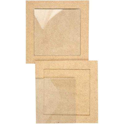 Creativ Company Onderzetter met glazen plaat, afm 15x15x0,5 cm, 6 stuk/ 1 doos