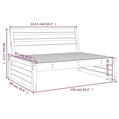 Tuinmiddenbank 120x80 cm massief grenenhout wit