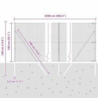 VidaXL Afrasteringspaal zilver 25 x 1,4 m (19 x 19 mm gaas) staal - thumbnail