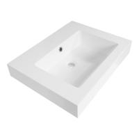 Brauer Solar Thick Wastafel - 60 cm - met 1 Spoelbak en 0 Kraangaten - Mineraalmarmer Zijdeglans Wit - thumbnail