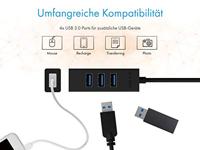 ICY BOX 4-poorts USB Hub 3.0 met USB 3.0-verbinding, geïntegreerde kabel, aluminium, zwart - thumbnail