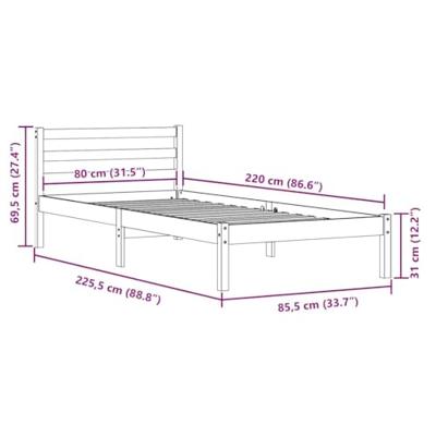 Bedframe Wit 208.6 x 157.6 x 69.4 cm Massief grenenhout