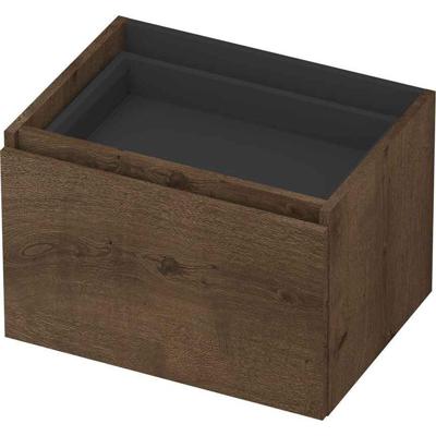 INK - Onderkast 1L met Binnenlade Greeploos Houten Keerlijst Fineer Zonder Sifonuitsparing in Binnenlade - 600x450x400 Mm - Chocolate Fineer