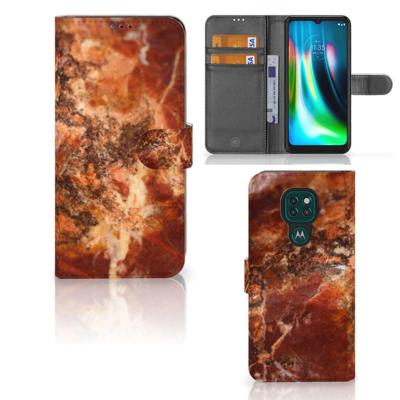 Motorola Moto G9 Play | E7 Plus | Bookcase | Marmer Bruin Motorola Moto G9 Play | E7 Plus | Bookcase | Marmer Bruin
