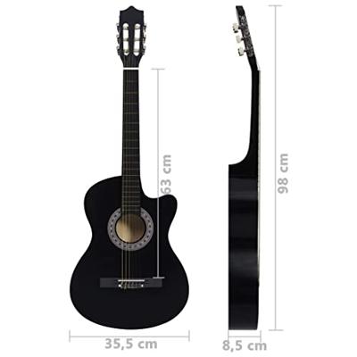 VidaXL Gitaar cutaway met 6 snaren western klassiek 38" zwart