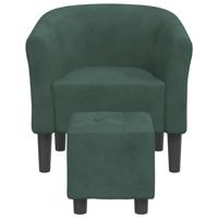 Kuipstoel met voetenbank fluweel donkergroen - thumbnail