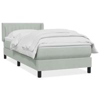 Boxspring met matras fluweel lichtgrijs 90x220 cm - thumbnail