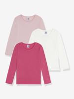 Set van 3 t-shirts voor meisjes van katoen met lange mouwen PETIT BATEAU rozen - thumbnail