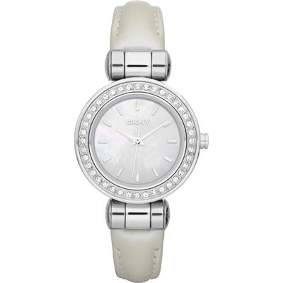Horlogeband (Band + Kastcombinatie) DKNY NY8564 Leder Crèmewit