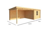 Blokhut, tuinhuisje met overkapping Els-Fien 750 cm bij 300 cm diep lessenaarsdak 7 Warentuin Collection - Warentuin collection - thumbnail