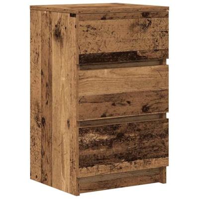 Nachtkastje met 3 lades 39x35x65 cm oud hout