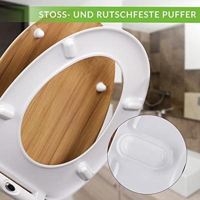 Toiletzitting Bamboe-look met soft close mechanisme - thumbnail