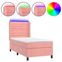 Boxspring met matras en LED fluweel roze 100x200 cm - thumbnail