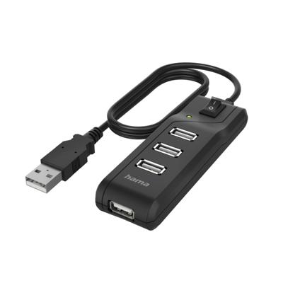 Hama usb-hub 4-poorts usb 2.0 480 mbit/s aan/uit-schakelaar