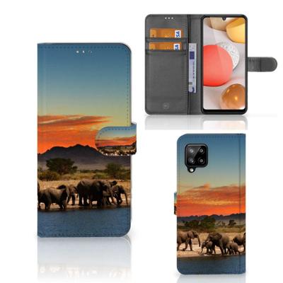 Samsung Galaxy A42 5G | Telefoonhoesje | Met pasjeshouder | Olifanten Samsung Galaxy A42 5G | Telefoonhoesje | Met pasjeshouder | Olifanten