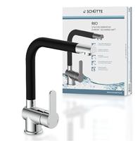 Keukenmengkraan Schutte Rio Hoge Draaibare Uitloop Chroom en Mat Zwart - thumbnail