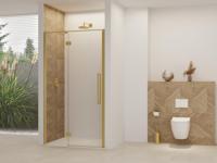 Nisdeur Van Rijn Products ST07 Aan Vast Deel 120x200 cm 8 mm Helder Glas Incl. Beslag, Greep en Stabilisatiestang Geborsteld Messing - thumbnail